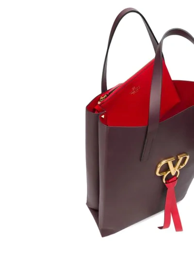 Shop Valentino Garavani Vring Logo Tote Bag - Red