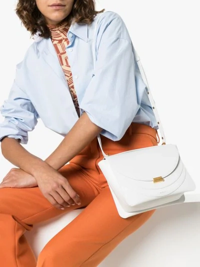 Shop Wandler White Luna Leather Shoulder Bag