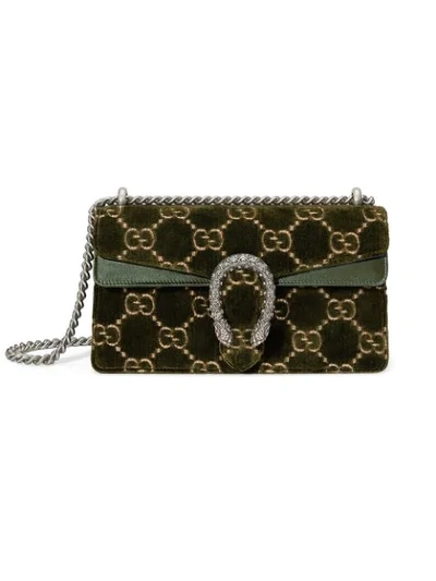 Shop Gucci Green Dionysus Gg Small Velvet Shoulder Bag