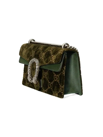 Shop Gucci Green Dionysus Gg Small Velvet Shoulder Bag