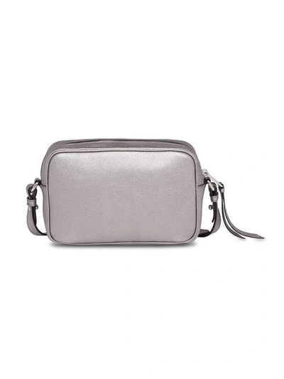 Shop Prada Logo Zipped Shoulder Bag In Metallic