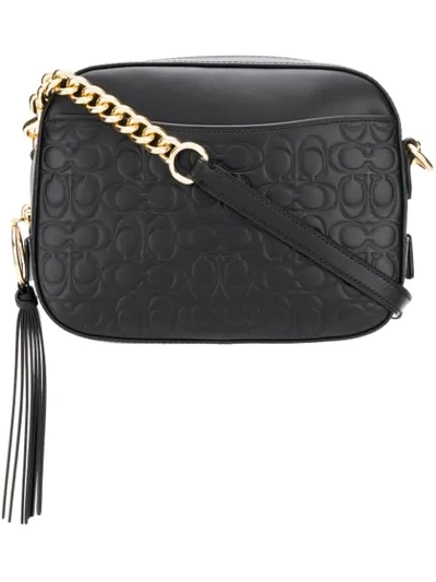 Shop Coach Signature Leather Camera Bag In Black