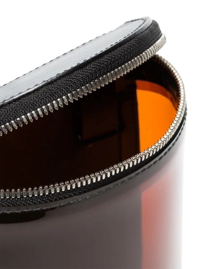 Shop Building Block Orange Transparent Pvc Leather Cylinder Belt Bag - Yellow