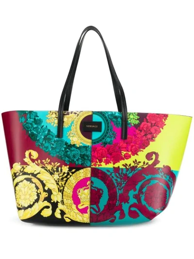 VERSACE TECHNICOLOUR BAROQUE PRINT TOTE BAG - 黄色