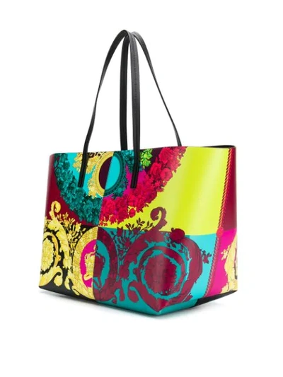 VERSACE TECHNICOLOUR BAROQUE PRINT TOTE BAG - 黄色