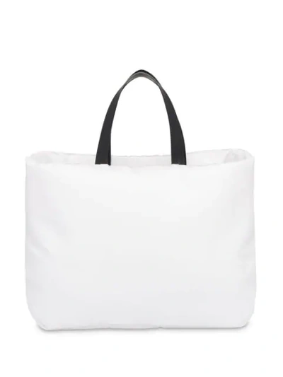 Shop Prada Padded Nylon Medium Tote Bag In White