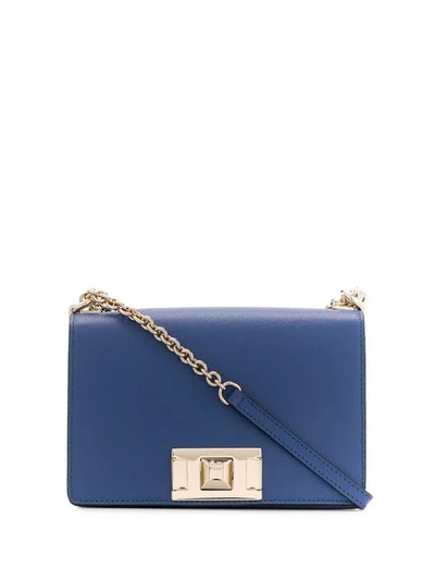 Shop Furla Foldover Top Crossbody Bag In Blue