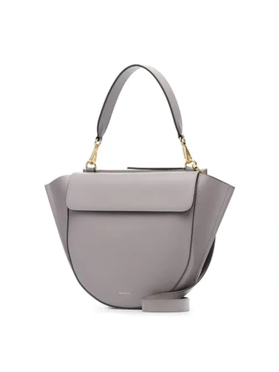 Shop Wandler Grey Hortensia Medium Leather Shoulder Bag