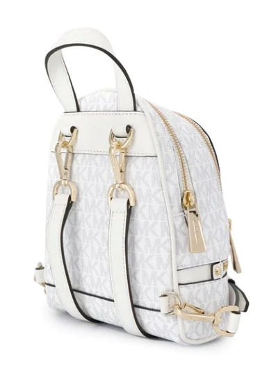 Shop Michael Michael Kors Bold Stripe Backpack In White/neon Pink