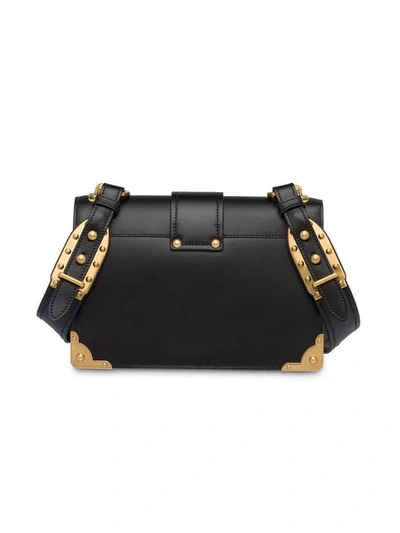 Shop Prada Cahier Large Leather Bag In Black