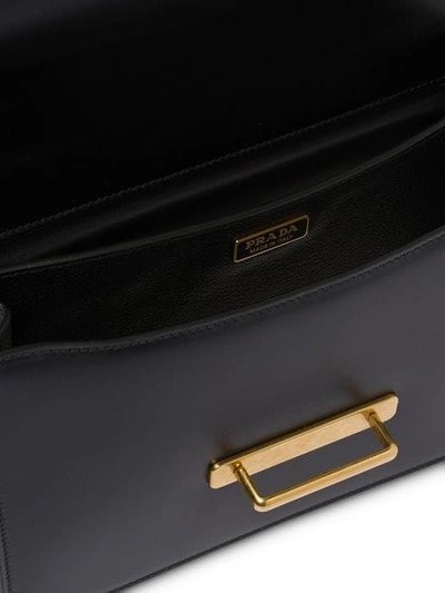 Shop Prada Cahier Large Leather Bag In Black