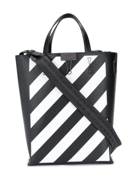 black and white striped handbag