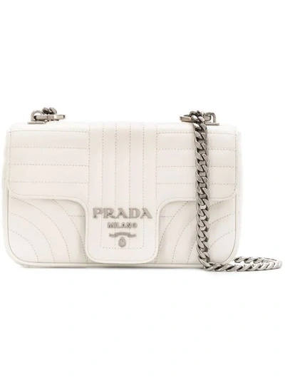 Shop Prada Diagramme Quilted Bag In White