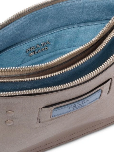Shop Prada Etiquette Shoulder Bag In Grey