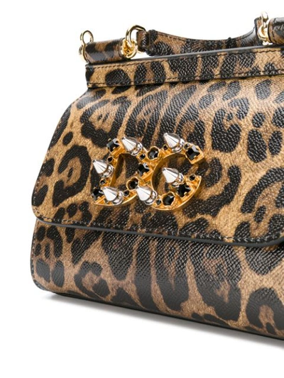 Shop Dolce & Gabbana Mini Sicily Shoulder Bag In Brown