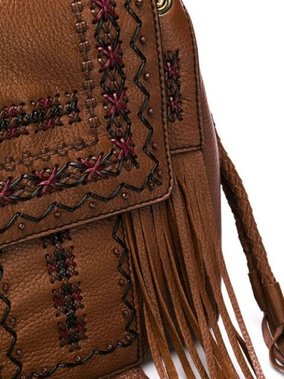 Shop Etro Fringed Shoulder Bag In Brown