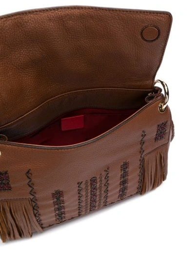 Shop Etro Fringed Shoulder Bag In Brown