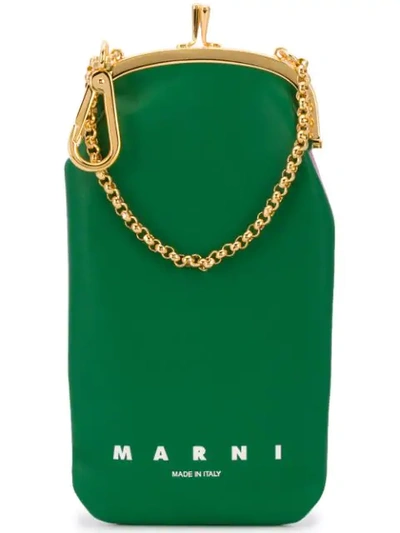 Shop Marni Logo Clasp Phone Case In Green