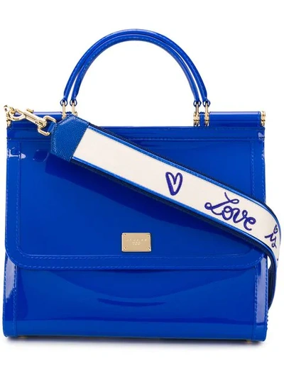 Shop Dolce & Gabbana Large Sicily Tote Bag In Blue