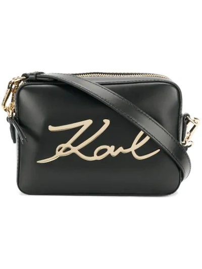 Shop Karl Lagerfeld Signature Camera Bag In Black