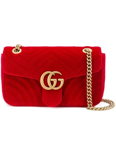 Shop Gucci Gg Marmont Shoulder Bag In Red