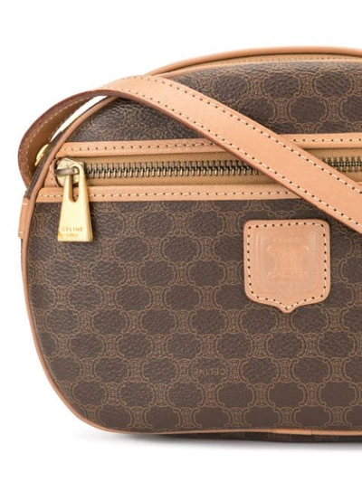 Shop Celine Macadam Pattern Crossbody Bag In Brown