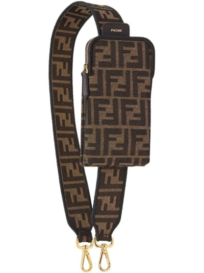 FENDI STRAP YOU FF MOTIF SHOULDER STRAP - 棕色