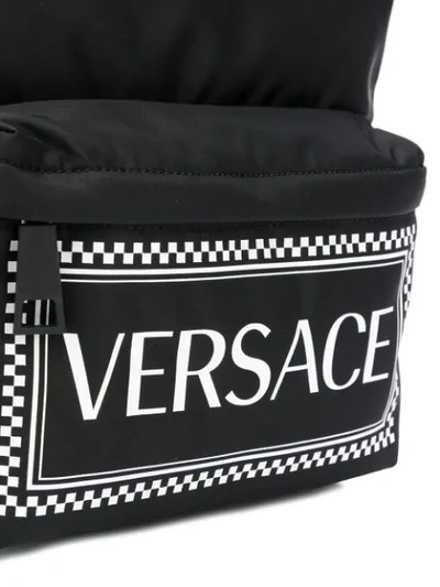 Shop Versace Logo Backpack In Black