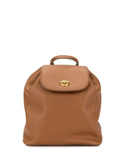 Pre-owned Celine Ring Motif Backpack In Brown