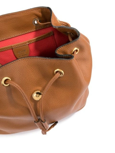 Pre-owned Celine Ring Motif Backpack In Brown
