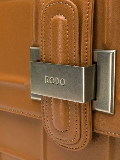 Shop Rodo Embossed Check Tote - Brown