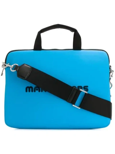 Shop Marc Jacobs Logo Laptop Bag In Blue