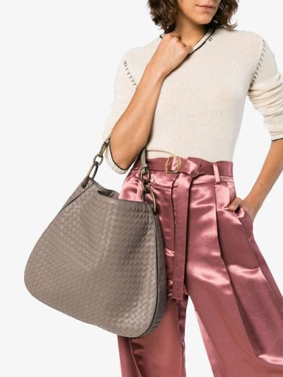 Shop Bottega Veneta Nude Loop Large Leather Tote Bag In Neutrals