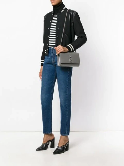 Shop Saint Laurent Monogram Kate Shoulder Bag In Grey