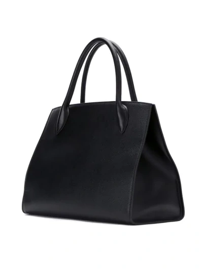 Shop Prada Black Monogram Leather Tote Bag