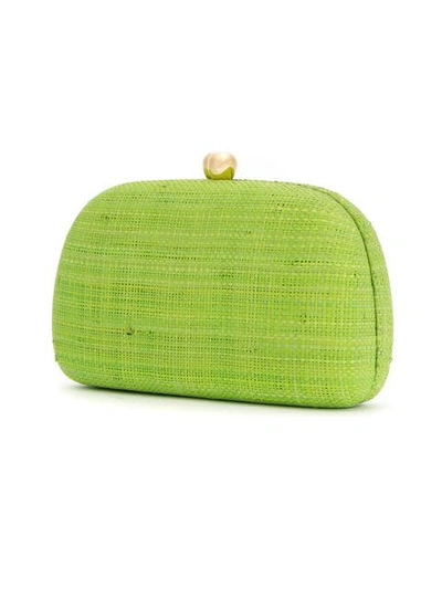 Shop Serpui Embroidered Clutch In Lime Green