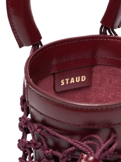 Shop Staud Red Moreau Mini Leather Bucket Bag