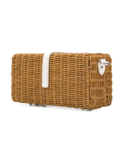 Shop Miu Miu Woven Basket Shoulder Bag In Brown