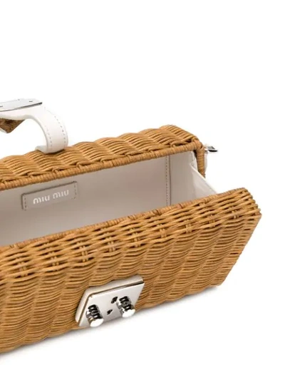 Shop Miu Miu Woven Basket Shoulder Bag In Brown