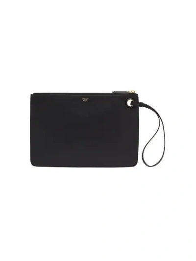 Shop Fendi Logo Purse In Black