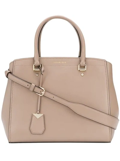 Shop Michael Michael Kors Benning Satchel Bag In Neutrals