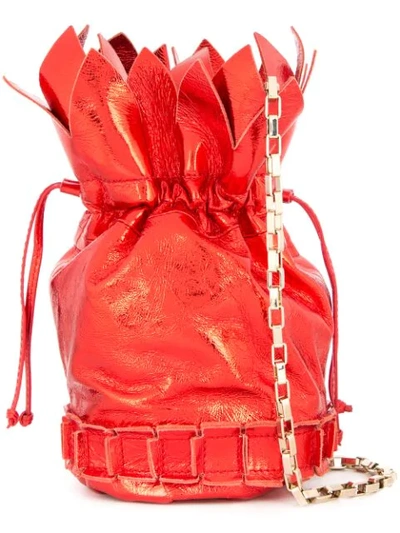 Shop Tomasini Leaf Trim Bucket Bag - Red