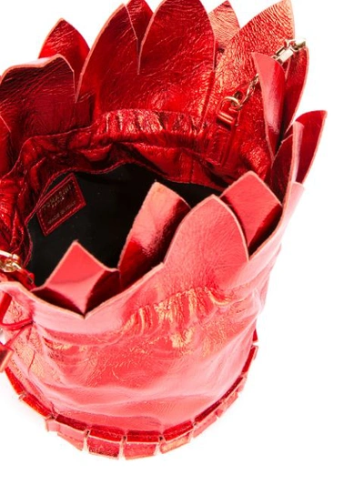 Shop Tomasini Leaf Trim Bucket Bag - Red