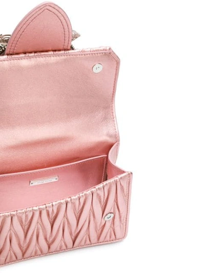 Shop Miu Miu Embellished Matelassé Shoulder Bag In Pink