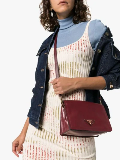 Shop Prada Small Etiquette Shoulder Bag In Red
