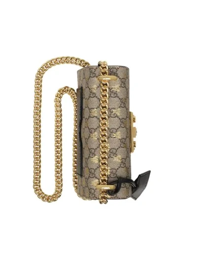 Shop Gucci Gold Gg Bees Padlock Small Shoulder Bag In Neutrals