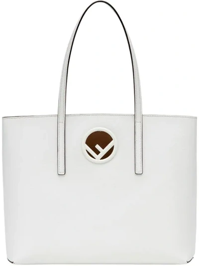 Shop Fendi F Logo Tote Bag In White