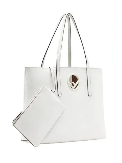 Shop Fendi F Logo Tote Bag In White