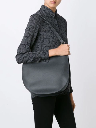 Shop Valextra Weekend Leather Shoulder Bag In Black