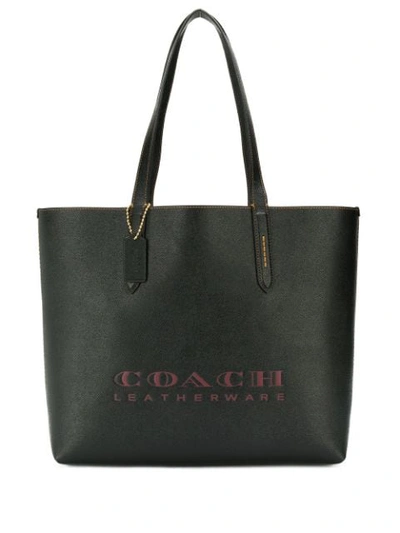 Shop Coach Logo Tote Bag In Black